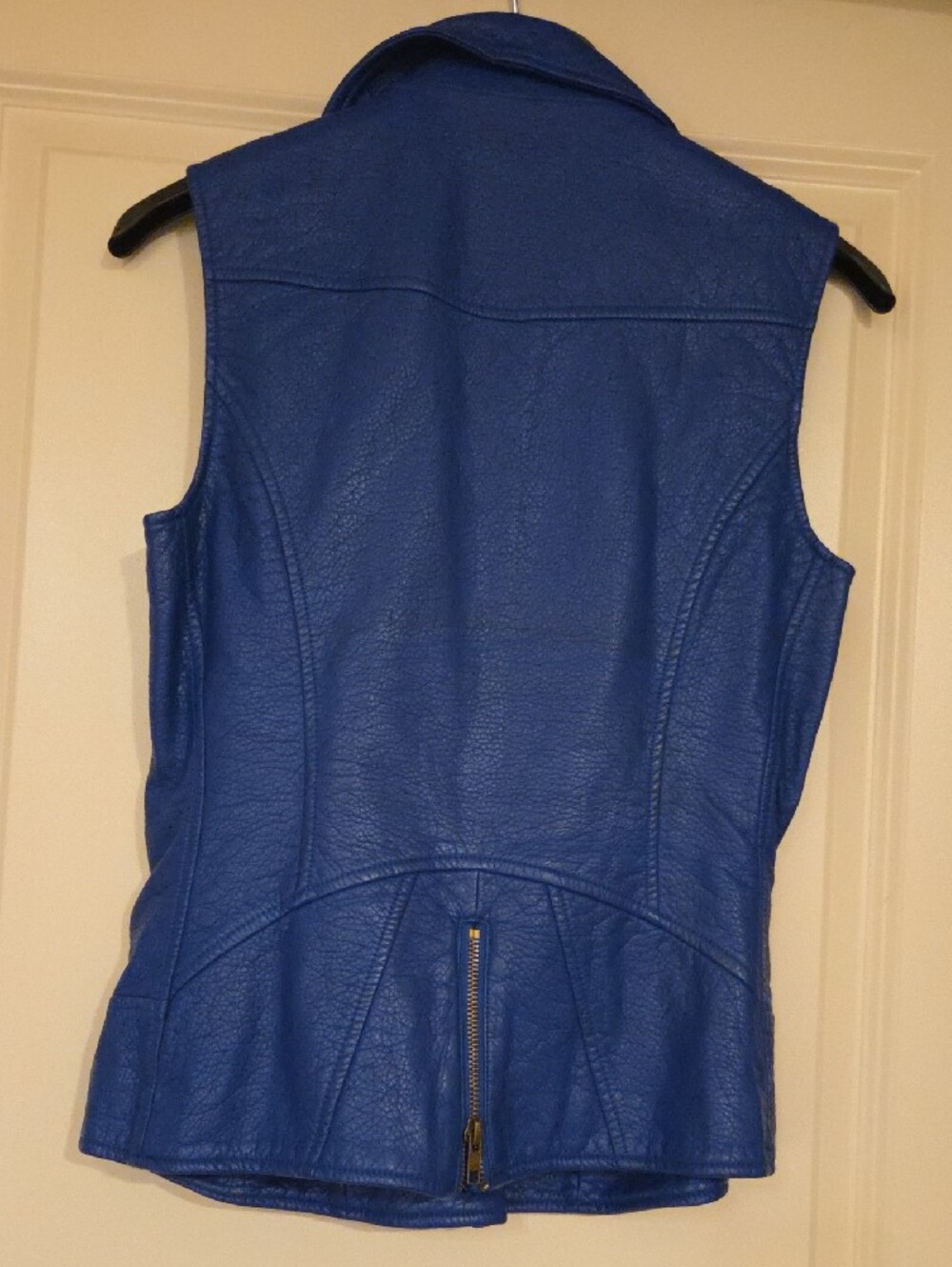 V Cristina Electric Blue Sleeveless Moto Vest - Picture 5 of 16